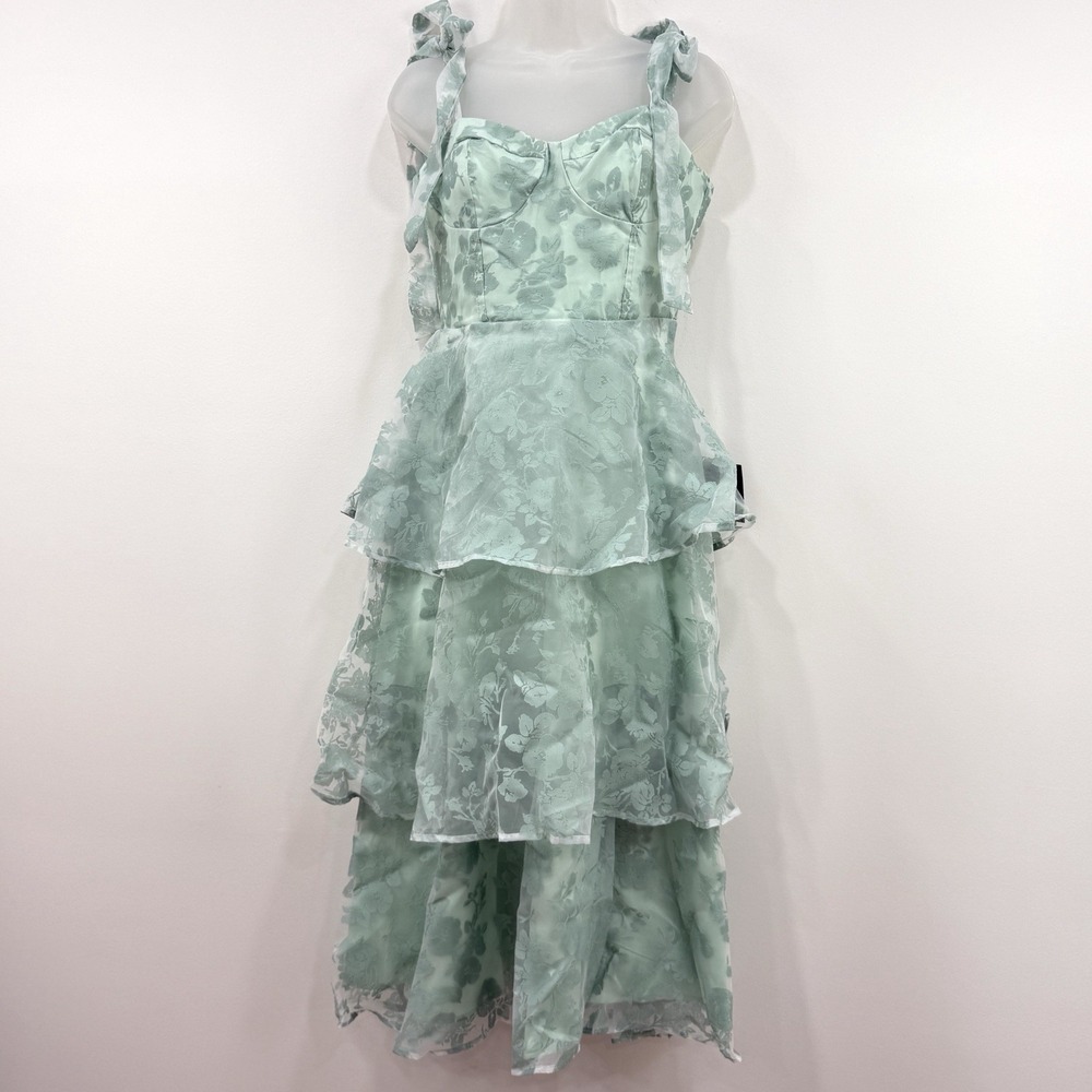Lulus Glamorous Sweetie Sage Burnout Bustier Dress S NWT Babydoll Fairy Romantic
